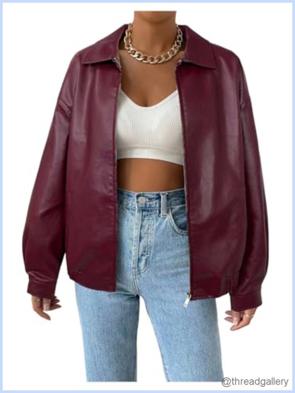 Faux Leather Moto Biker Jacket Zip Up Shacket Coat